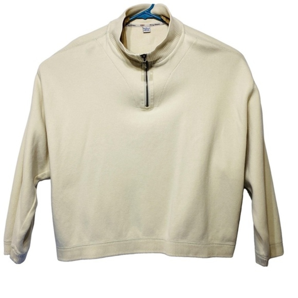 Tommy Bahama 1/4 Zip Pullover Sweater Yellow Cotton Mens XL